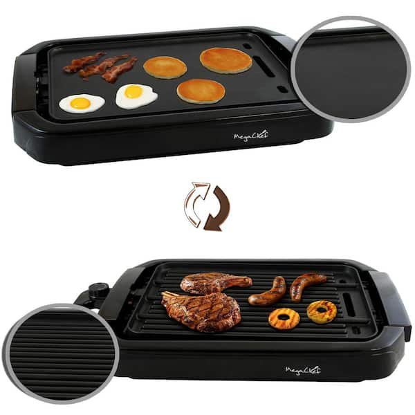 165 sq. in. Black Reversible Indoor Grill and Griddle