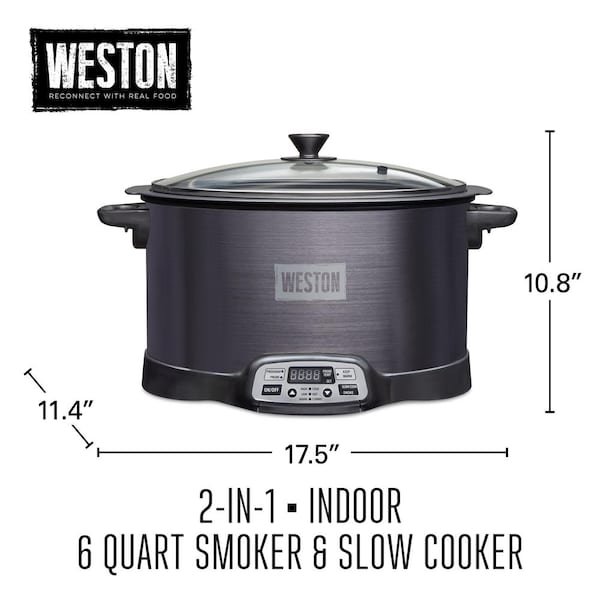 2-in-1 6 qt. Black Programmable Slow Cooker with Smoker