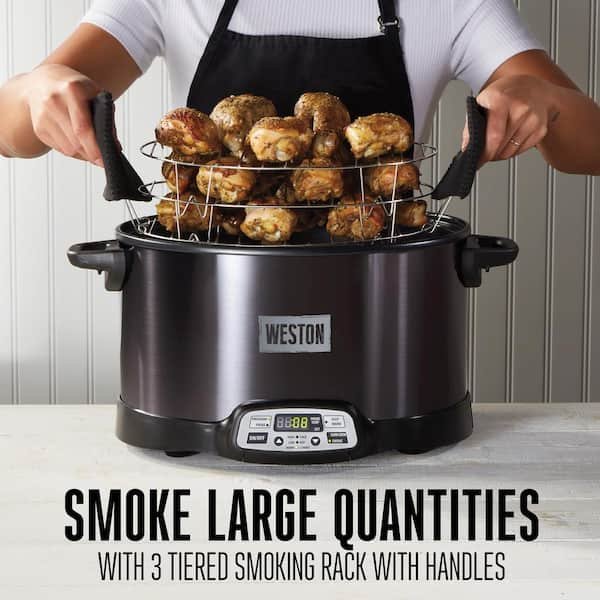 2-in-1 6 qt. Black Programmable Slow Cooker with Smoker
