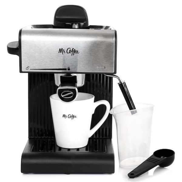 2.5-Cup Black Drip Coffee Maker, Steam Espresso Machine, Cappuccino and Latte