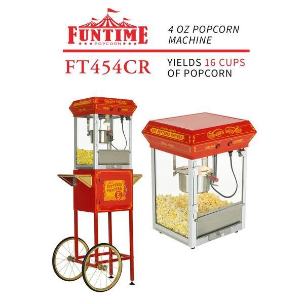 4 oz. Red and Gold Hot Oil Popcorn Machine with Cart