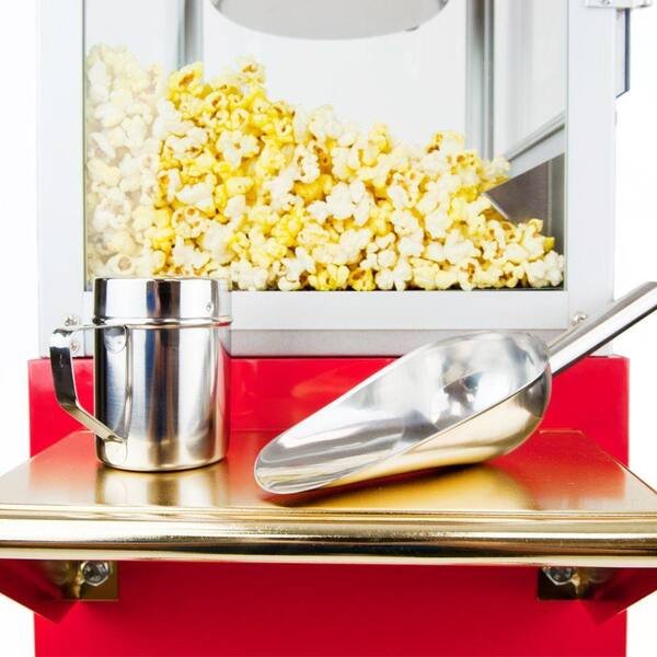 4 oz. Red and Gold Hot Oil Popcorn Machine with Cart