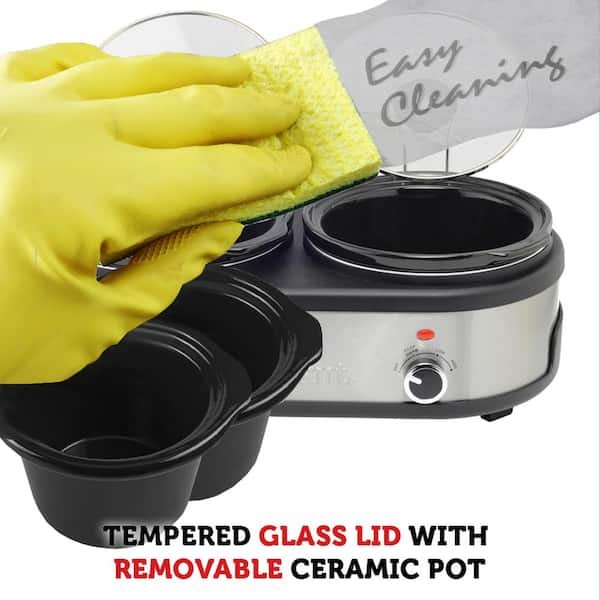 5 qt. (2.5 qt.) Each Double Slow Cooker - Stainless Steel