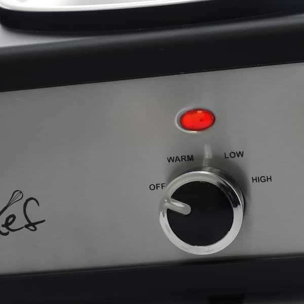 7.5 Qt. Stainless Steel Slow Cooker with 3 Crocks and Keep Warm Setting