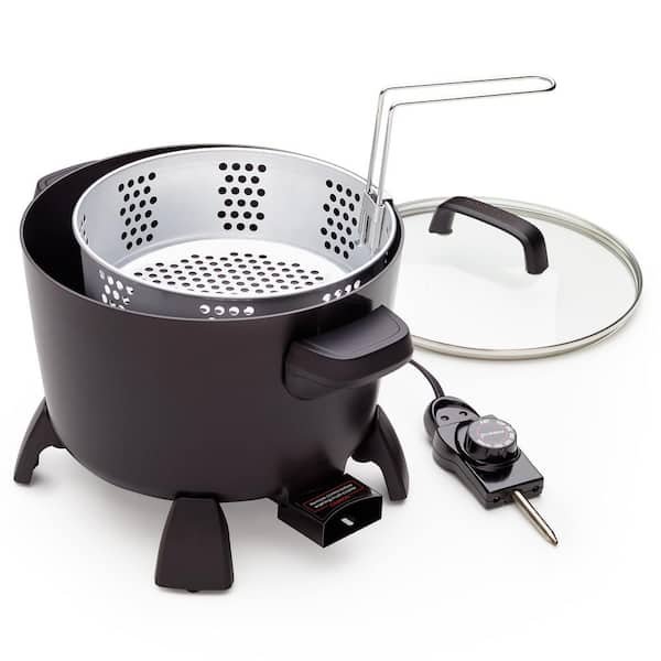 8 Qt. Black Big Kettle Electric Multi-Cooker/Steamer