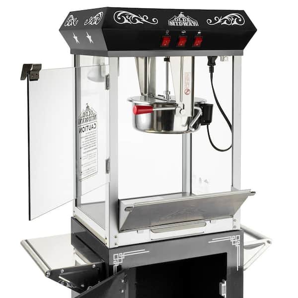 850 W 10 oz. Black Vintage Style Popcorn Machine with Cart