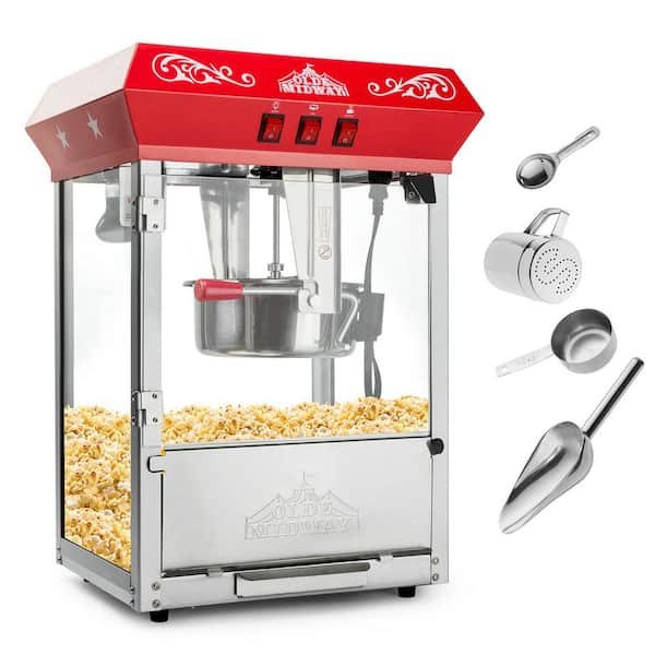 850 W 10 oz. Red Bar Style Popcorn Machine