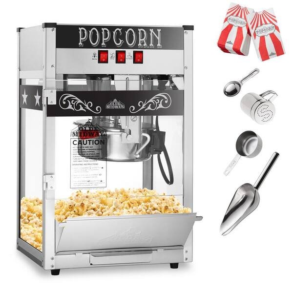 900 W 8 oz. Black Bar Style Popcorn Machine