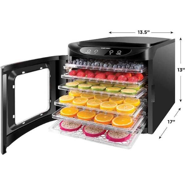 Black Food Dehydrator Machine, Touch Screen Electric Multi-Tier Preserver Meat Beef Jerky, Fruit Vegetable Dryer 6 Trays