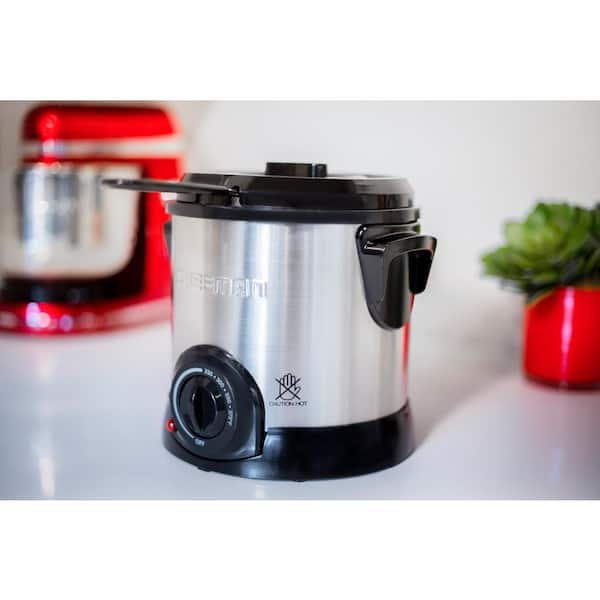 Deep Fryer with Removable Basket, Non-Stick Coating Adjustable Temperature Control, 1-l, Stainless Steel