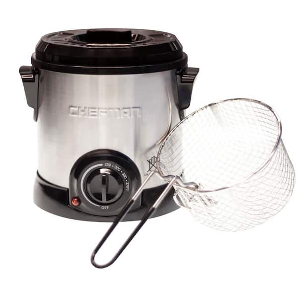 Deep Fryer with Removable Basket, Non-Stick Coating Adjustable Temperature Control, 1-l, Stainless Steel