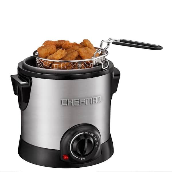 Deep Fryer with Removable Basket, Non-Stick Coating Adjustable Temperature Control, 1-l, Stainless Steel