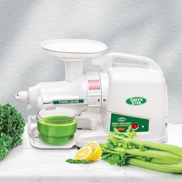 Greenstar Gold Twin Gear 24 fl. oz. White Cold Press Juicer