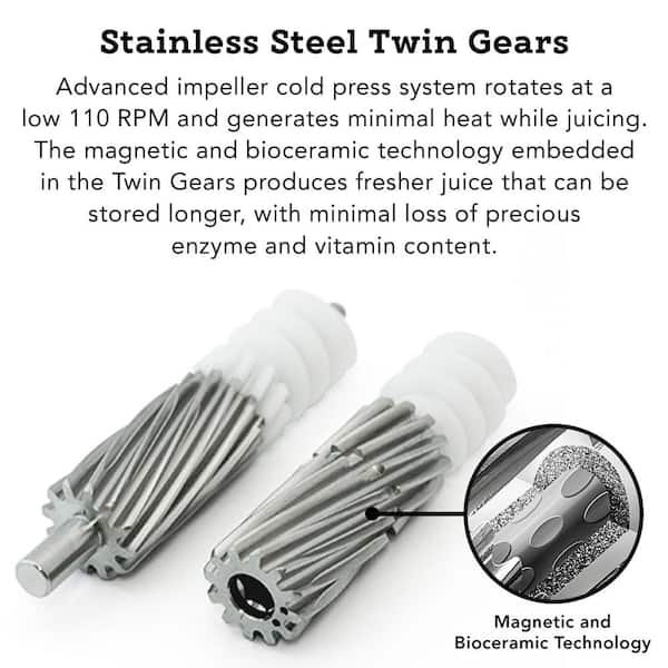 Greenstar Gold Twin Gear 24 fl. oz. White Cold Press Juicer