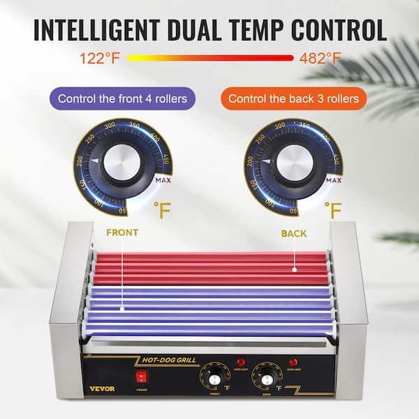 Hot Dog Roller 7 Rollers 18 Hot Dogs Capacity Stainless Sausage Grill Cooker Machine, ETL Certified